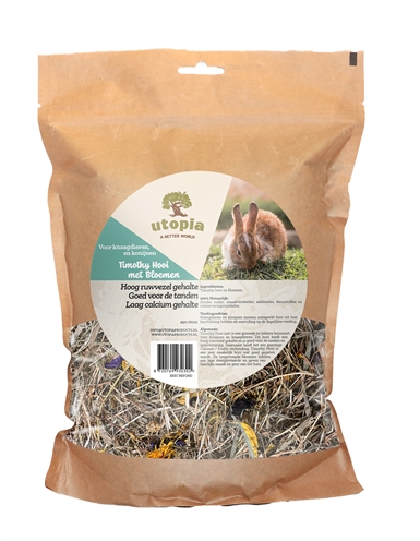 UTOPIA Timothy hooi met bloemen Hoog ruwvezelgehalte, 100% natuurlijk en bevordert tanden en spijsvertering - 450 g