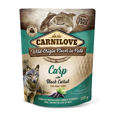 CARNILOVE DOG POUCH KARPER / ZWARTE WORTEL