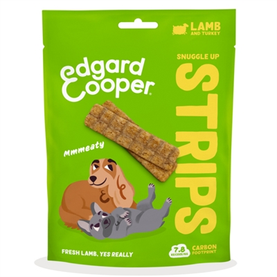 EDGARD & COOPER Adult Strips Hondensnack Lam/Kalkoen - Verse kalkoen 58% en lam 12% - Graanvrij - 75 g