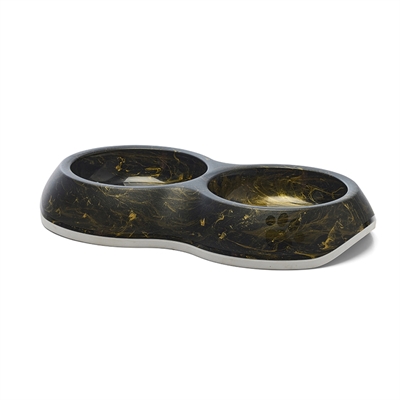 SAVIC VOERBAK DELICE DUBBEL MARBLE ZWART / GOUD
