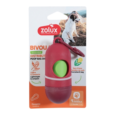 ZOLUX BVK POEPZAKHOUDER + 15 POEPZAKJES ROOD