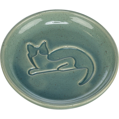 TRIXIE VOERBAK KAT KATRELIEF KERAMIEK BLAUW
