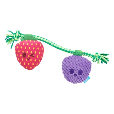 BARK Plüsch-Hundespielset Best Berry Friends Zugset mit Quietscher & Knister - Rot/Blau - 22x26x5 cm