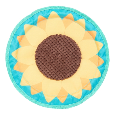 BARK Frisbee Sunflower Flinger mit T‑shirt‑rope‑Rand, knisternd, für Apport und Zerrspiel - Sonnenblumen‑gelb - 37x28x2 cm
