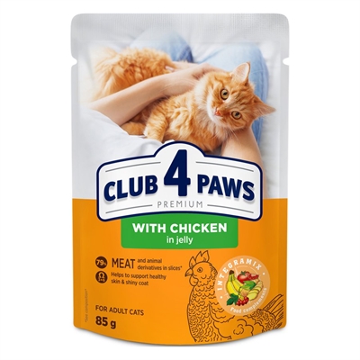 CLUB 4 PAWS PREMIUM ADULT POUCH KIP IN GELEI