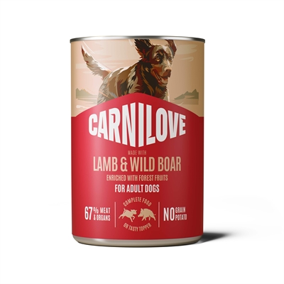 CARNILOVE Can Lamb/Wild Boar Adult Stücke Truthahn Rentier Wildschwein Hundefutter Nass 6x400 g