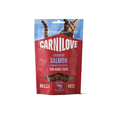 CARNILOVE Crunchy Snack Salmon Catnip Graanvrij, Krokant, Met Zalm (Omega-3) - 50 g
