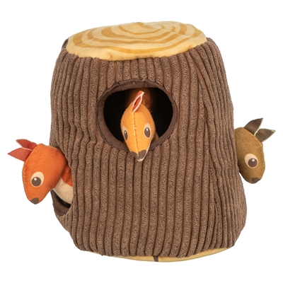 TRIXIE Boomstronk met eekhoorn pluche hondenspeelgoed polyester met geluid 16 cm