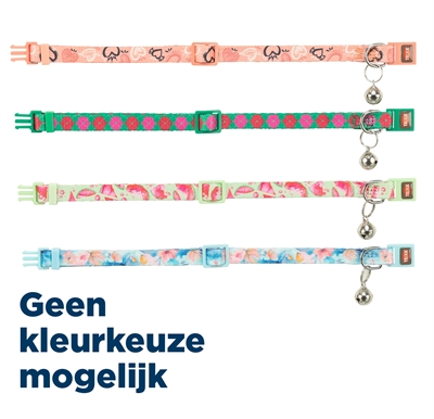 TRIXIE Kattenhalsband Flower Power Verstelbaar met belletje, kleurrijke bloemen - Assorti - 19-31x1 cm