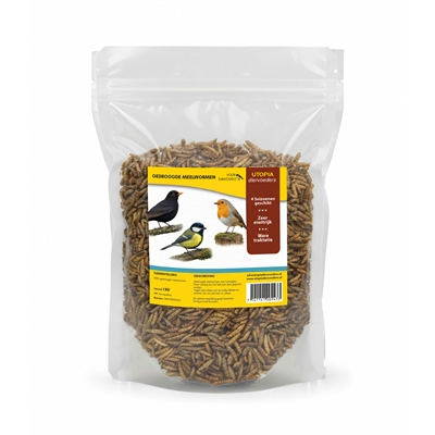 UTOPIA Meelwormen voor tuinvogels 100% gedroogd | Zeer eiwitrijk & rijk aan vetten - 1 kg