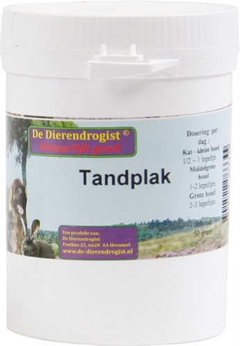 DIERENDROGIST Tandverzorging TANDPLAK Vermindert tandsteen & slechte adem - 100% natuur - 50 g