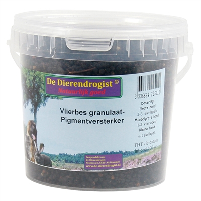 DIERENDROGIST Vlierbesgranulaat Dieper pigment, ondersteunt weerstand - Aanvullend diervoeder hond - 500 g