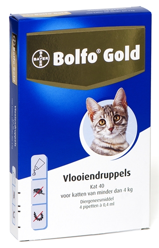 BOLFO Vlooiendruppels Kat GOLD Imidacloprid doodt vlooien direct, 4 weken bescherming - 4 pipetten