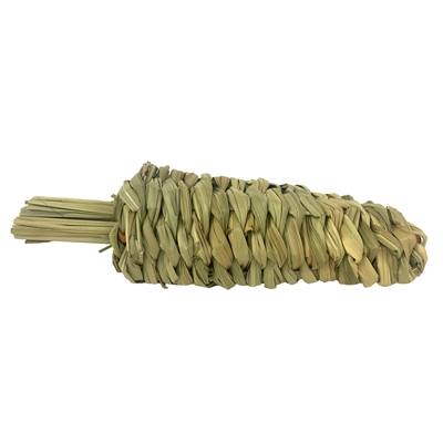 HAPPY PET Knaagspeelgoed Wortel Gras 100% natuurlijk gevlochten – bevordert tandenafslijting, zonder pesticiden - Naturel - 18 cm