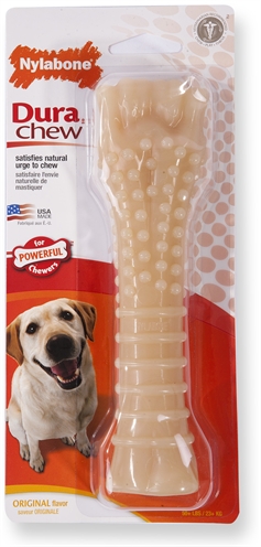 NYLABONE Kauwbot Dura Chew Original - duurzaam nylon, voor harde kauwers, ondersteunt gebit - naturel - vanaf 23 kg