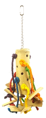 HAPPY PET Vogelspeelgoed Puzzel Bamboe 100% natuurlijke materialen, stimuleert spel - Multicolor - 48x24x24 cm