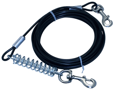 PETGEAR Aanleglijn Tie Out Cable Schokabsorberende veer en musketonhaken, stevig watervast staal - metaal - 4,7 m