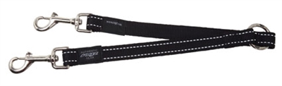 ROGZ FOR DOGS Fanbelt Splitter - 2-honden koppeling Reflecterend 20mm - Zwart - L 33cm (21-40kg)