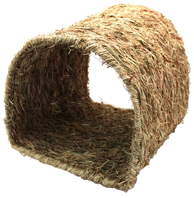 HAPPY PET Speeltunnel GRASSY TUNNEL 100% natuurlijk gras • veilig om aan te knagen • verstopplek - Naturel - 22x20x15 cm