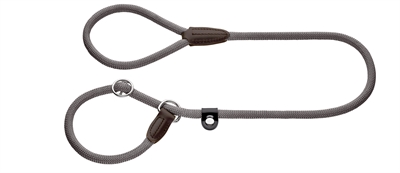 HUNTER Retrieverlijn Met Stop Freestyle - Met metalen veiligheidsstop, duurzaam en leren afwerking - Grijs - 170x1 cm