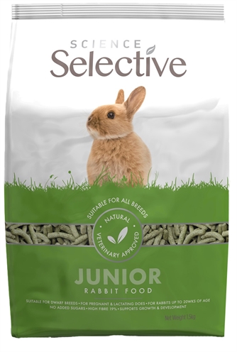 SUPREME Konijnenvoer SCIENCE SELECTIVE JUNIOR RABBIT Voor jonge konijnen & drachtige/zoogende voedsters - 19% vezel, spinazie & lijnzaad