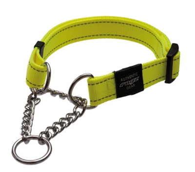 ROGZ FOR DOGS Halsband Fanbelt Halfslip Hoogwaardig nylon reflecterend 20 mm - Geel - L (37-56 cm / 21-40 kg)