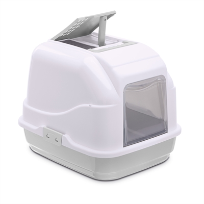 IMAC Kattenbak Easy Cat - Ruim met deur & koolfilter, geïntegreerde schep - Wit/lichtgrijs - 50x40x40 cm