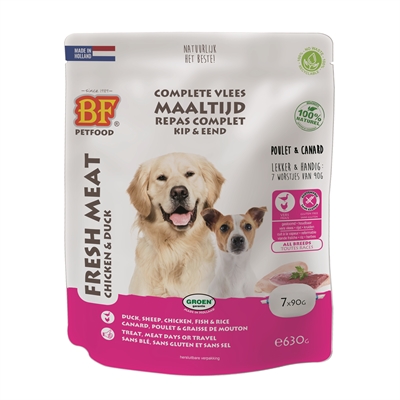 BF PETFOOD Vleesvoeding Eend Worst met vers vlees, vis & organen - Naturel - 630 g