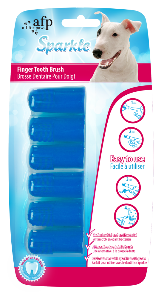 AFP Sparkle brosse à dents à doigt lot de 6 pour chiens