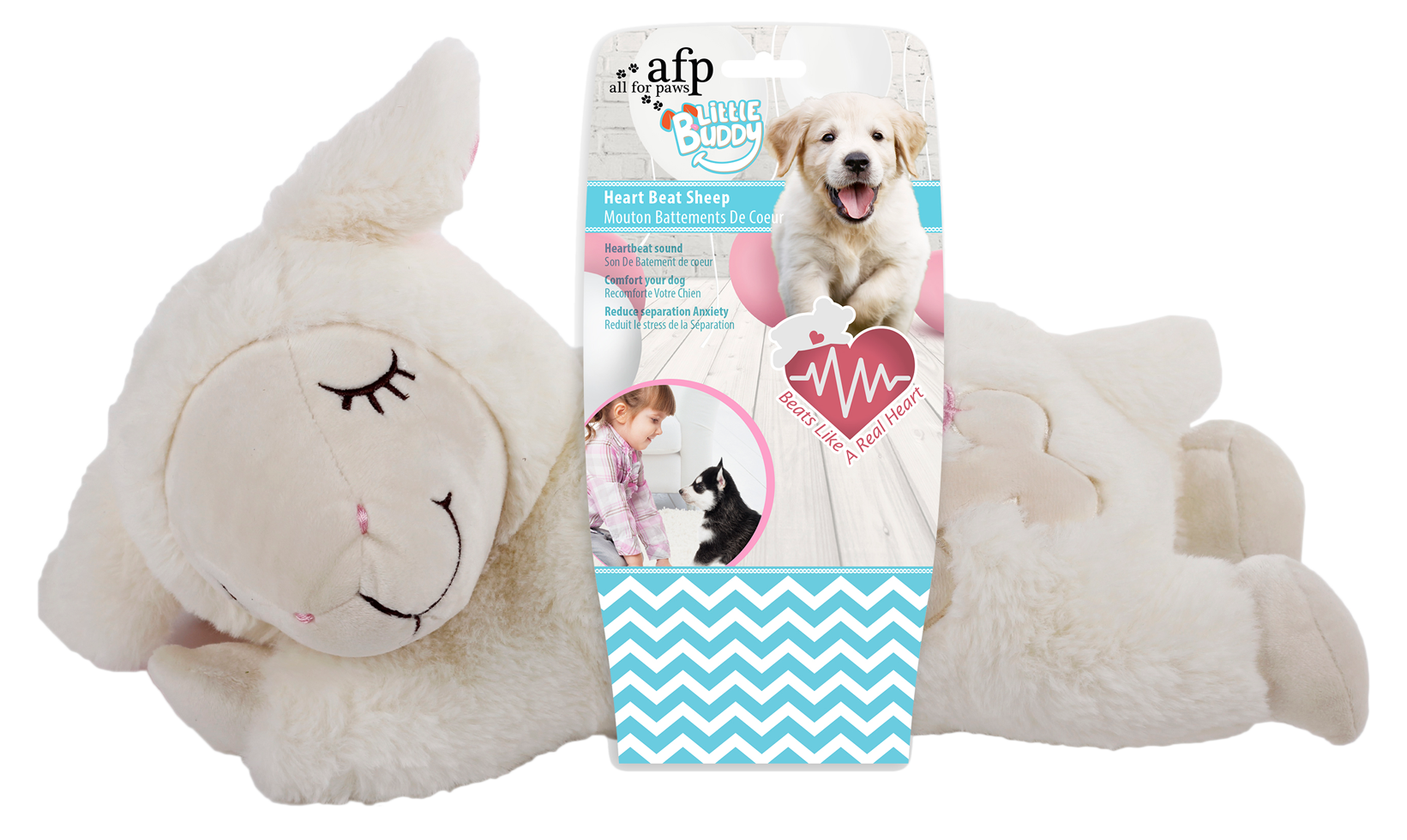 AFP Little Buddy Heart Beat Sheep peluche chiot avec battements de cœur