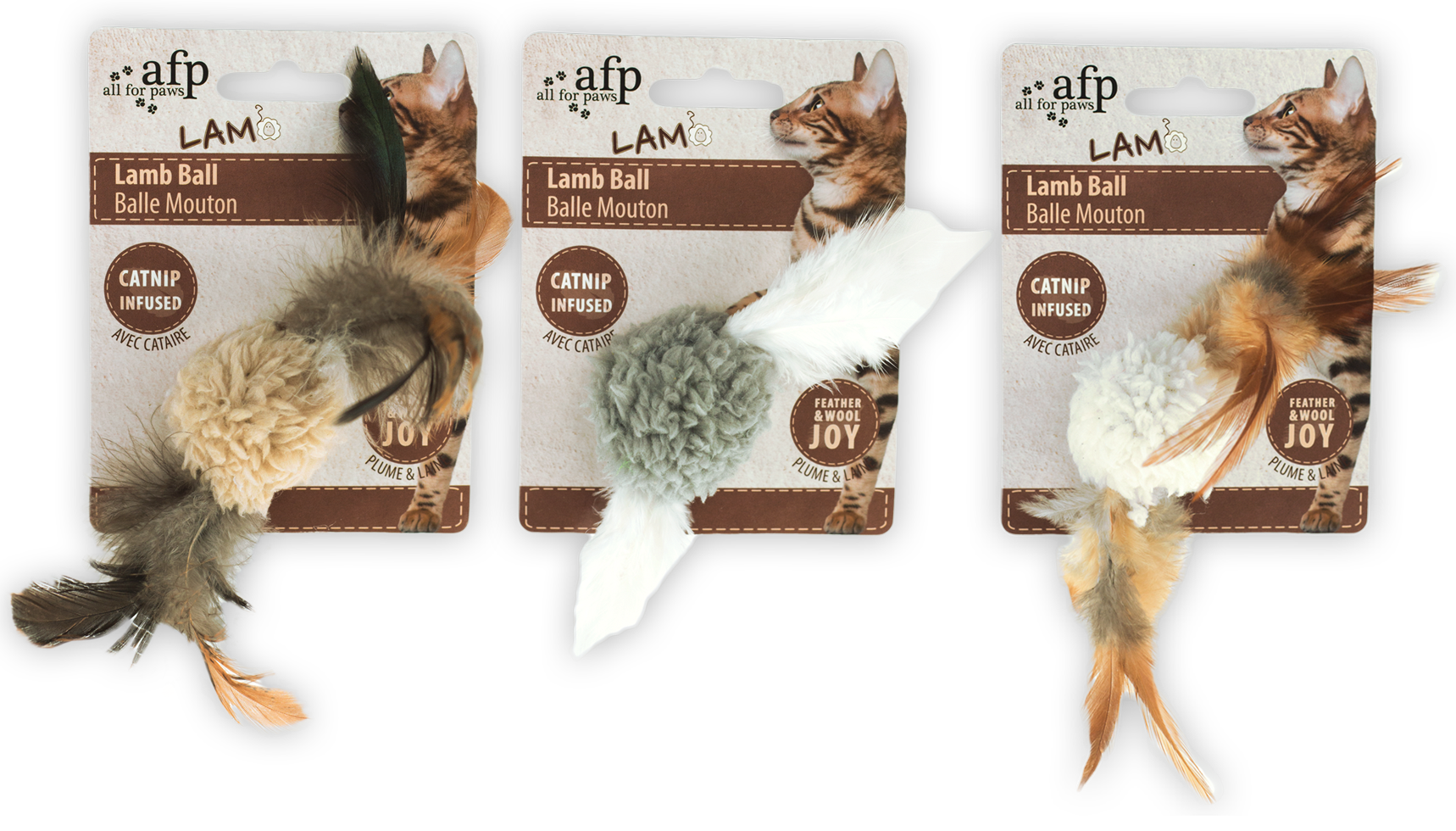 AFP Lambswool Lamb Ball kattenspeelgoed met catnip