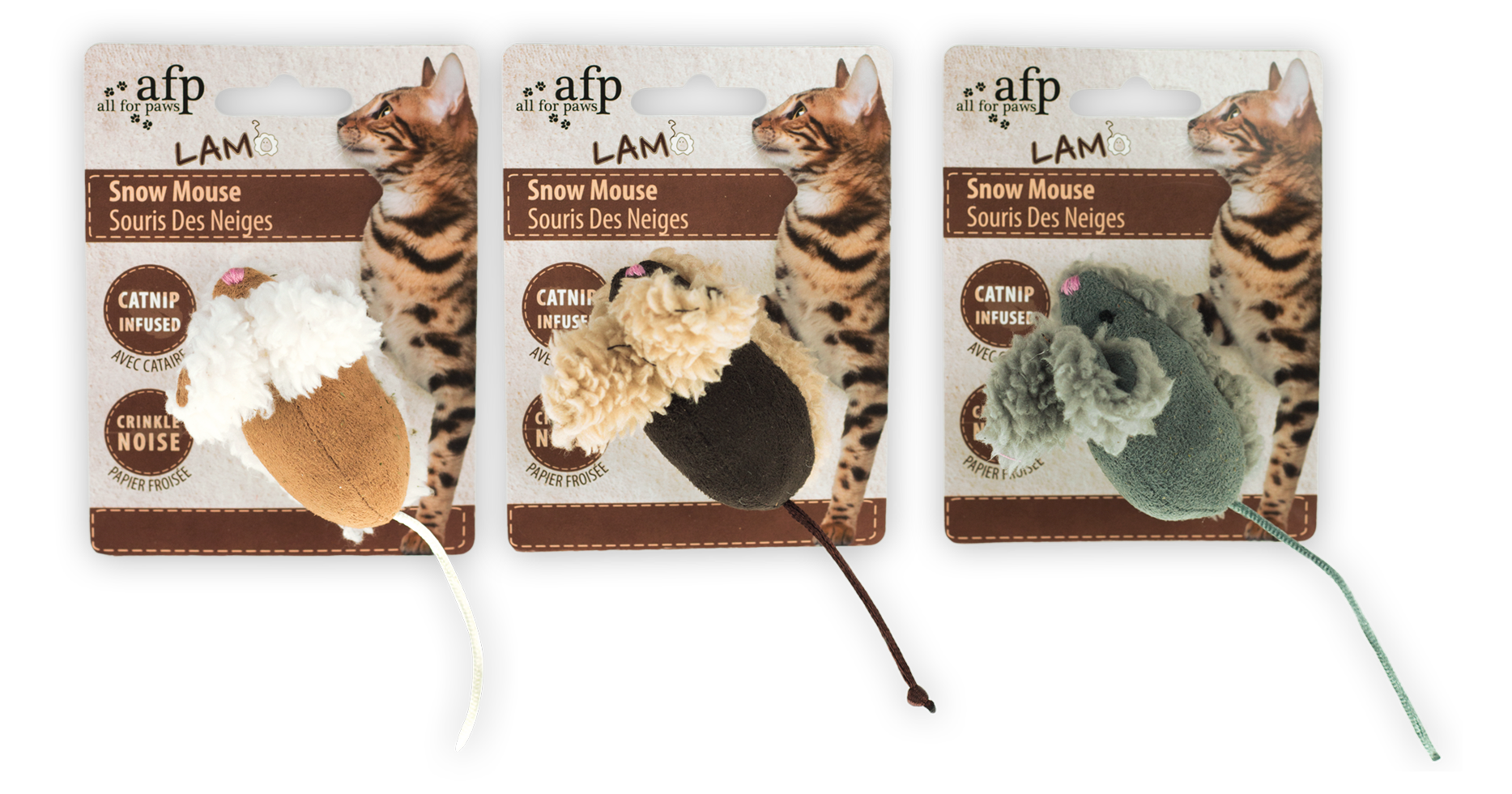 AFP Lambswool Snow Mouse kattenspeelgoed met catnip