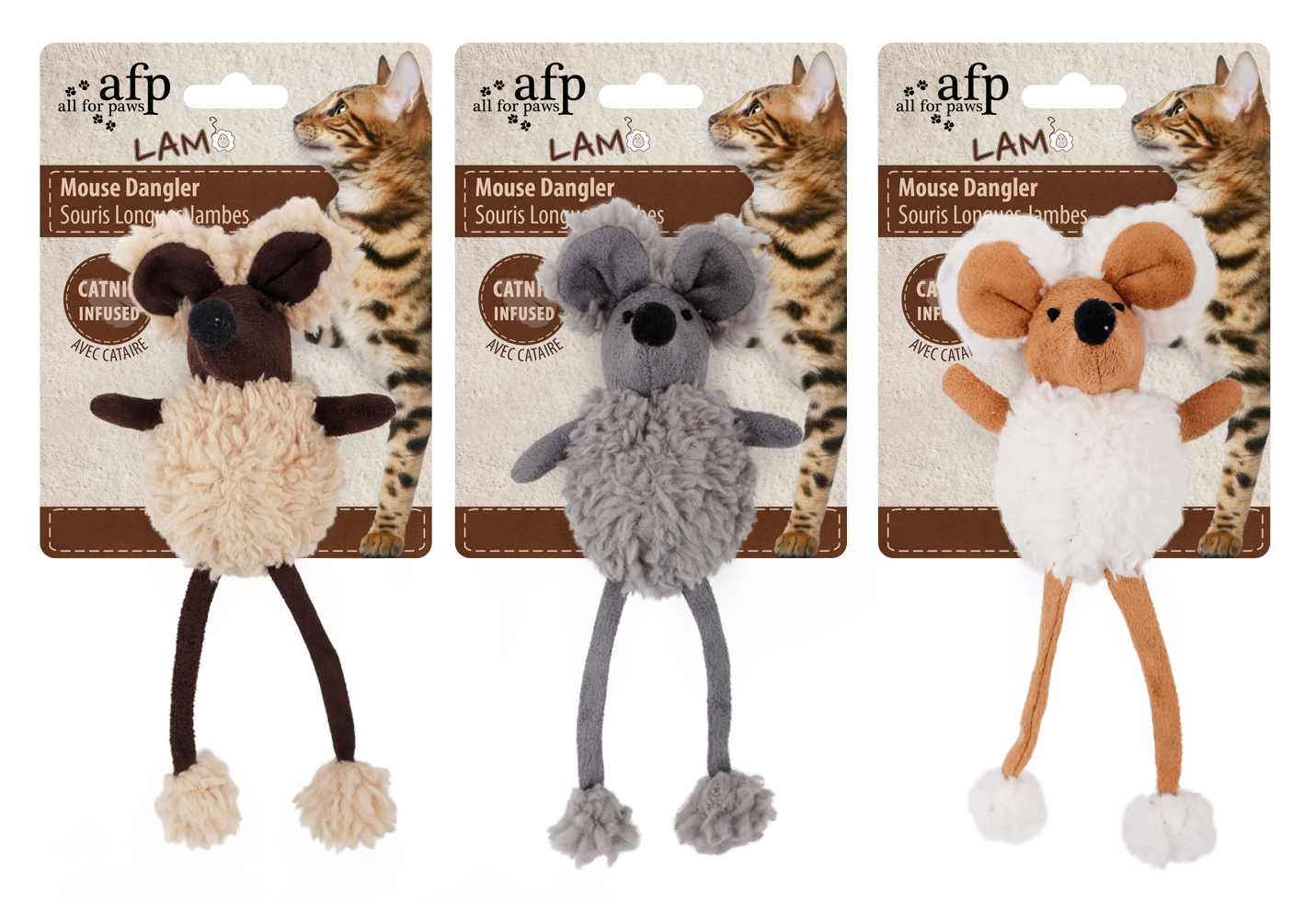 AFP Mouse Dangler souris avec herbe à chat laine d'agneau 16 cm