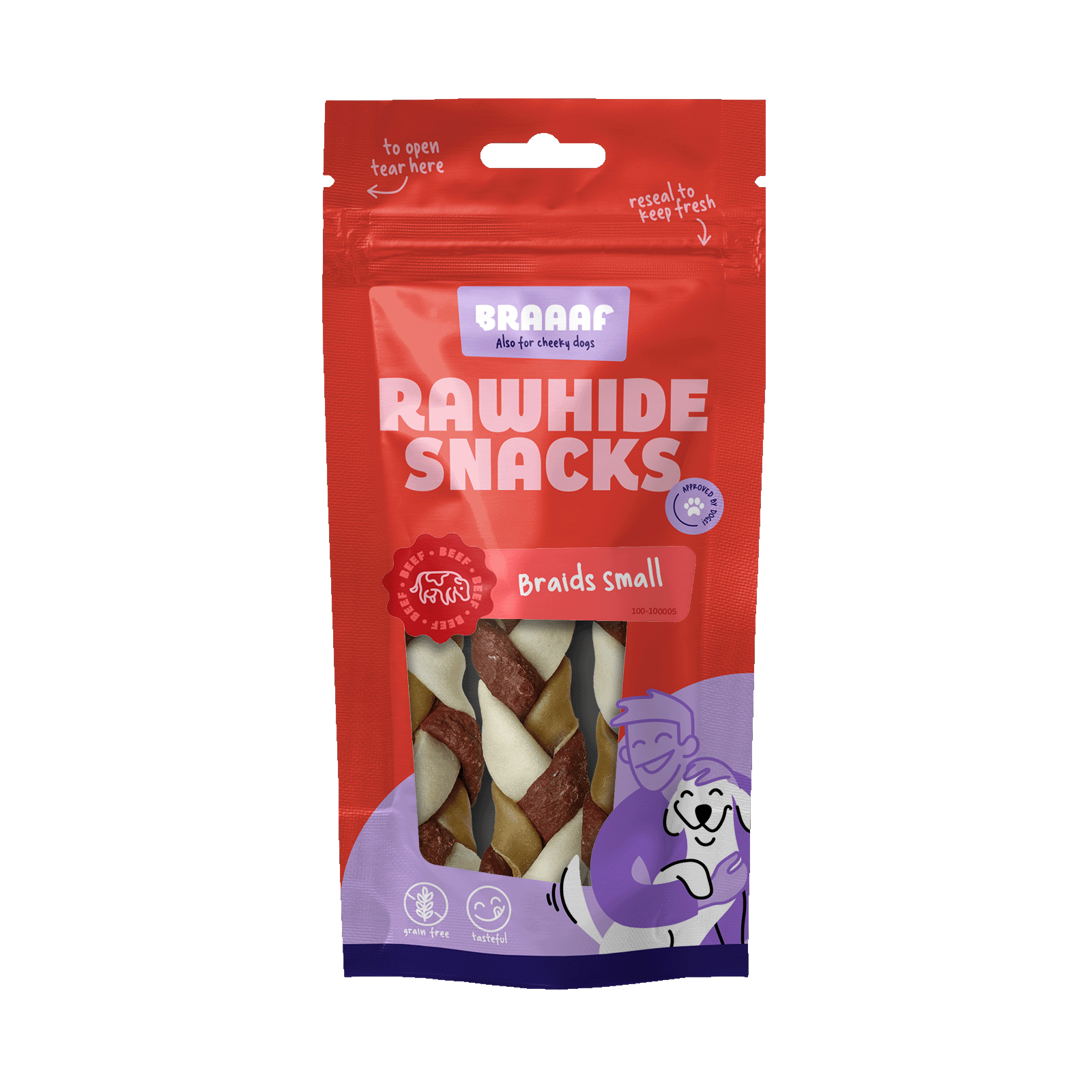 Braaaf Twister Braids friandise à mâcher lot de 3, 12 cm