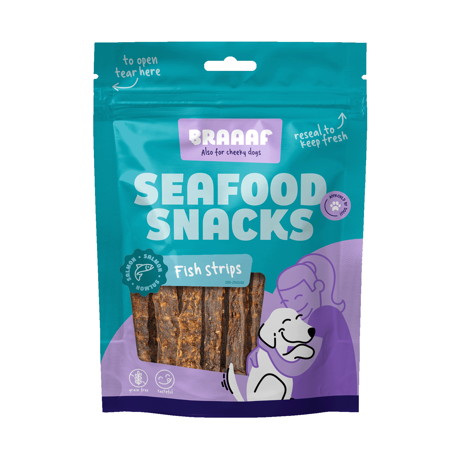 Braaaf Seafood Zalm Visstrips - 12 cm