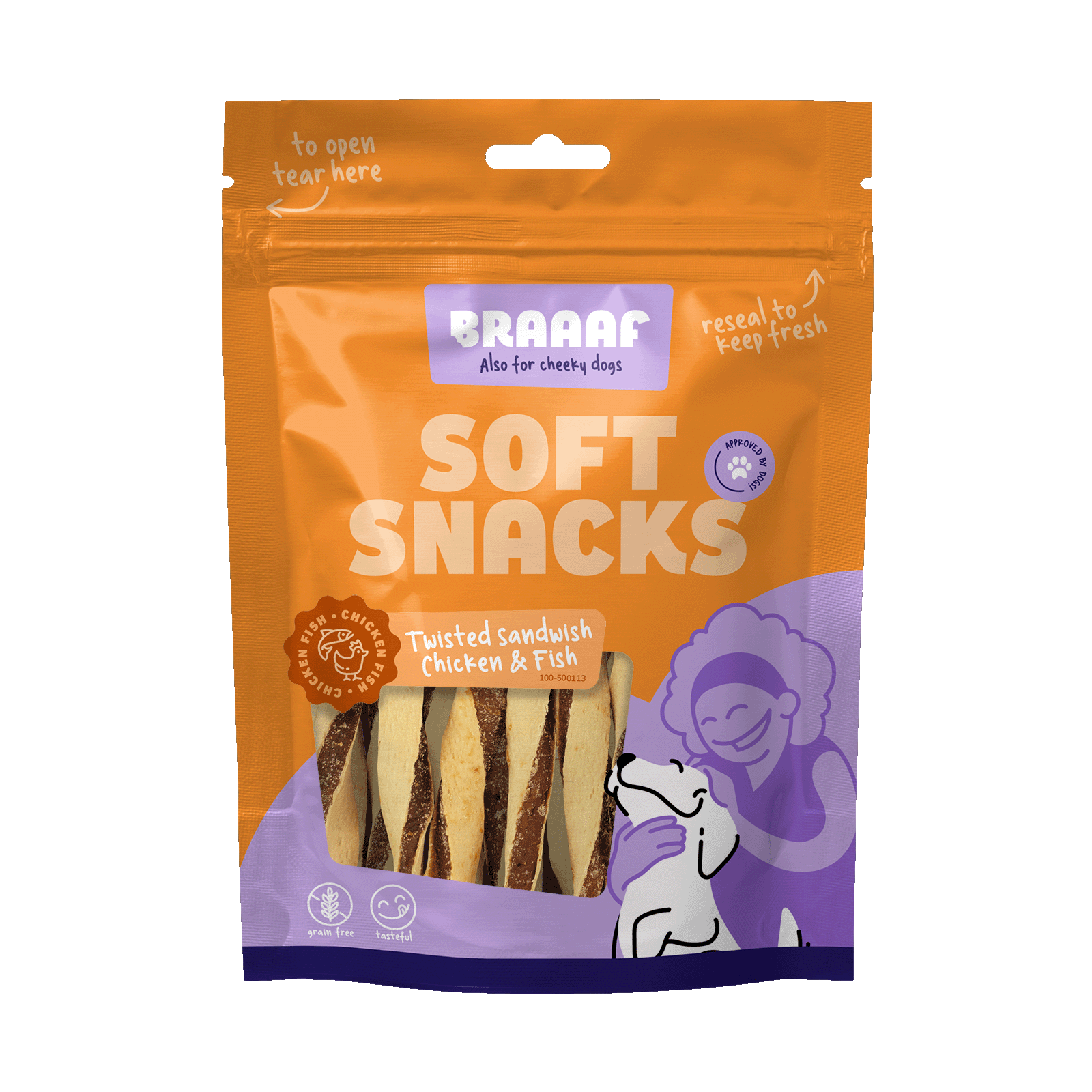 Braaaf Soft Snack Gedraaide Sandwich - Kip & Vis