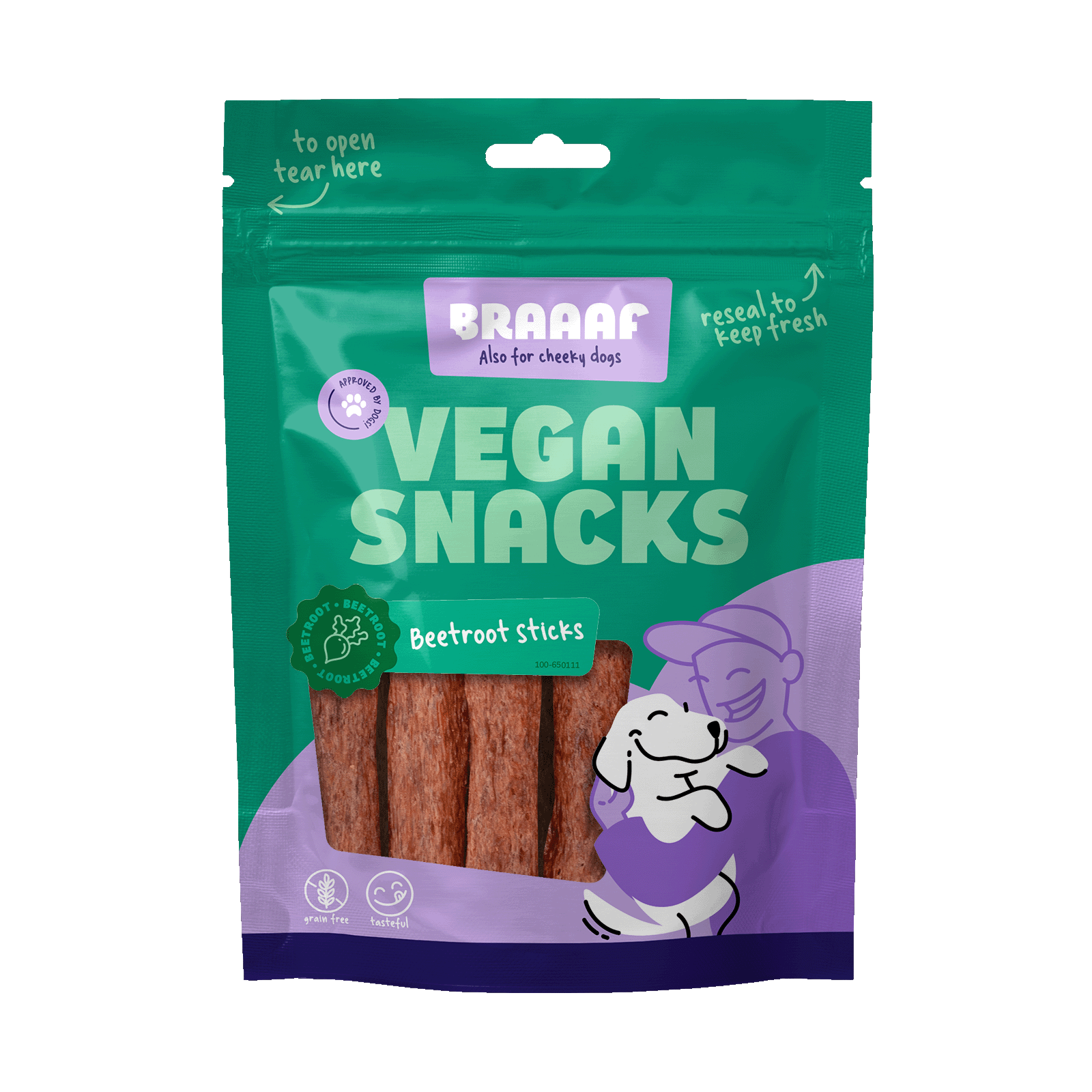 Braaaf Vegan Snack Stick betterave rouge 12 cm friandise pour chien