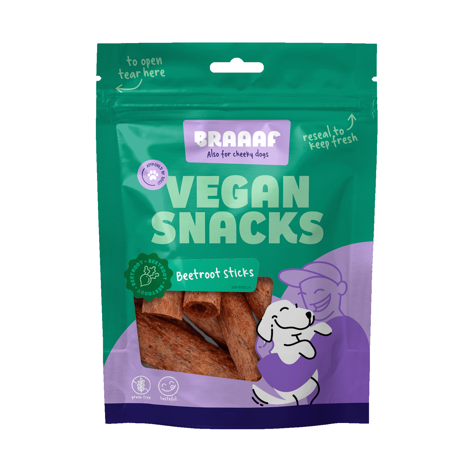 Braaaf Vegan Snack Stick betterave rouge 6 cm friandise pour chien
