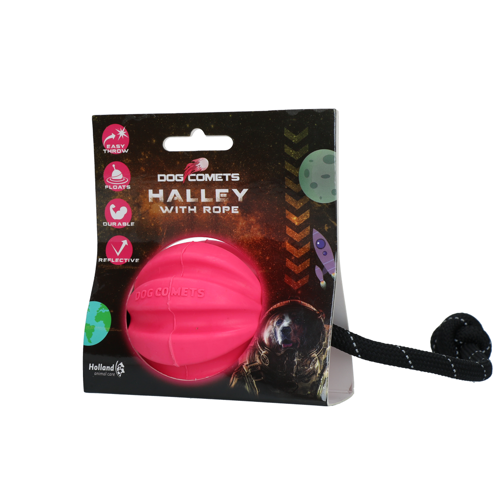 Dog Comets Halley balle pour chien avec corde Rose