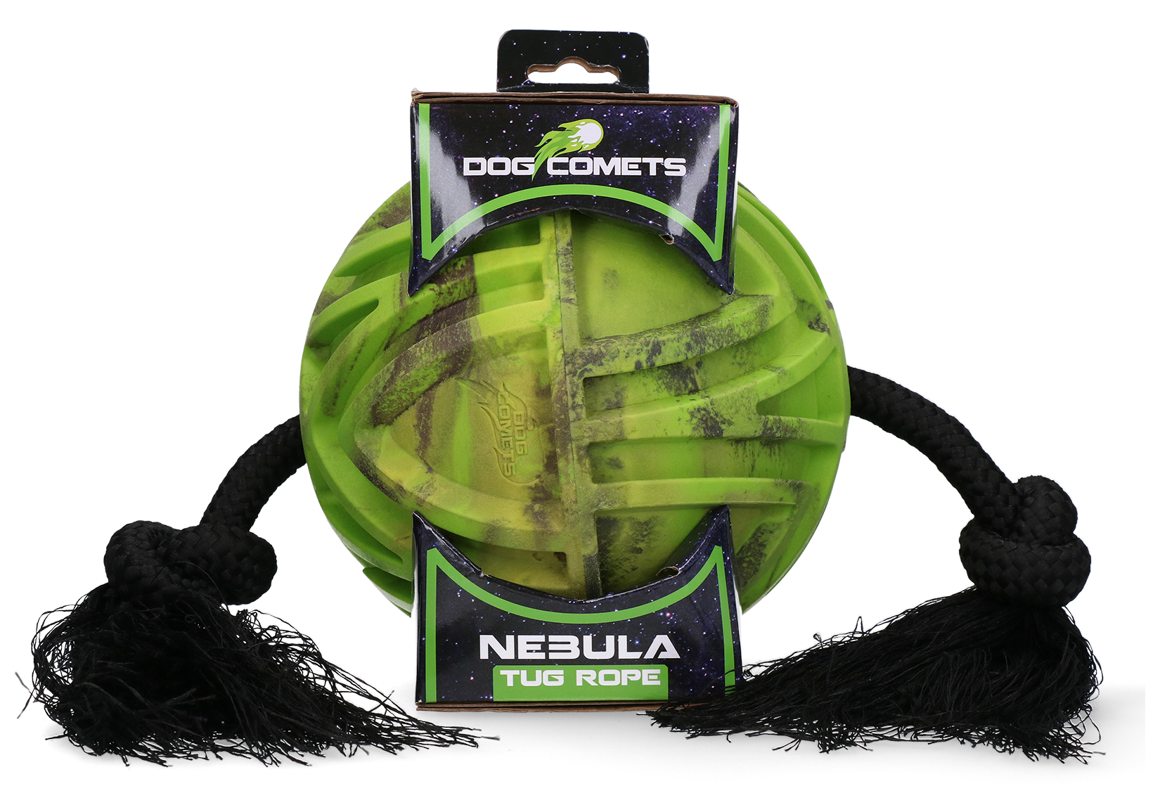 Dog Comets Nebula Tug Rope jouet de traction avec balle Vert