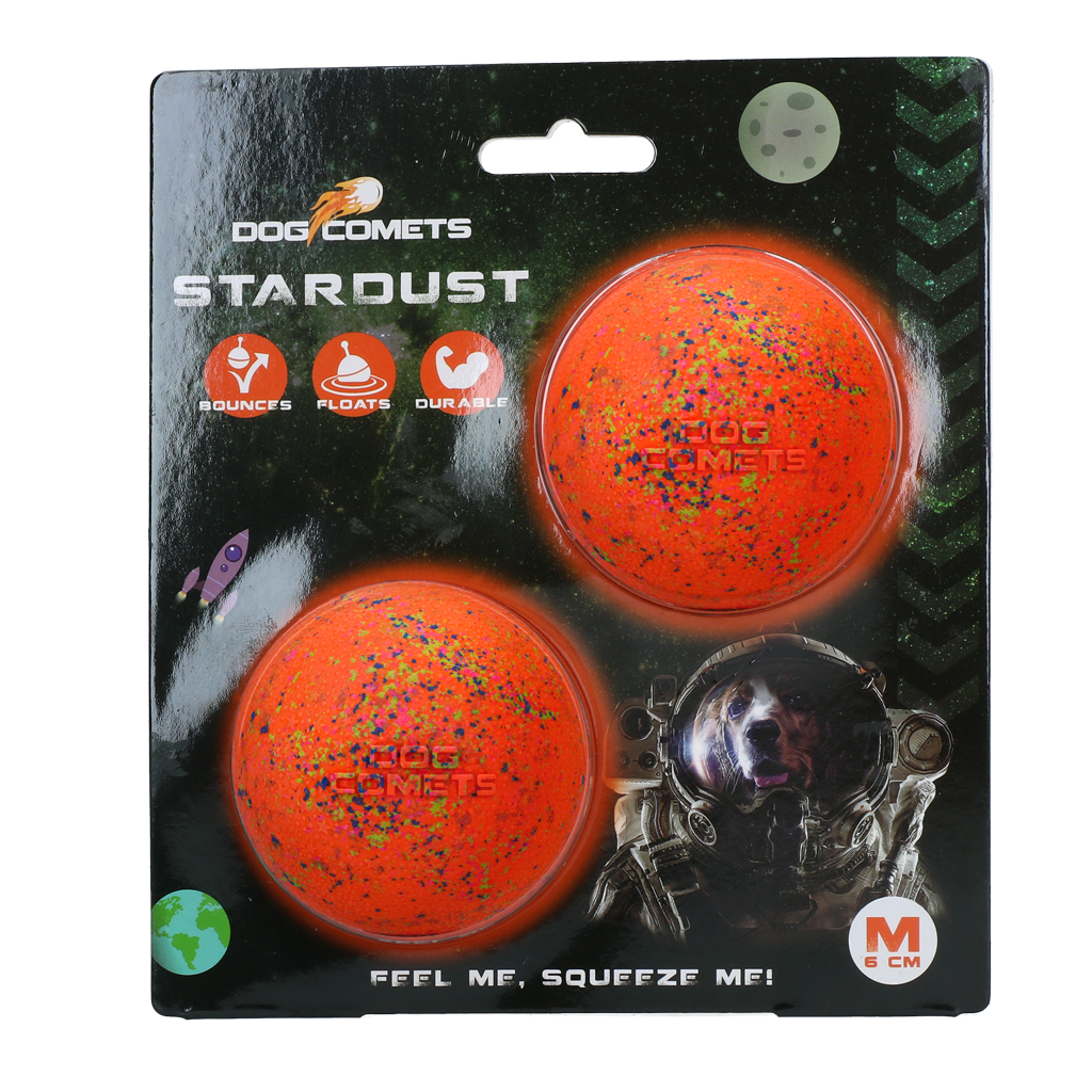 Dog Comets Stardust hondenbal Oranje M (2-pack)