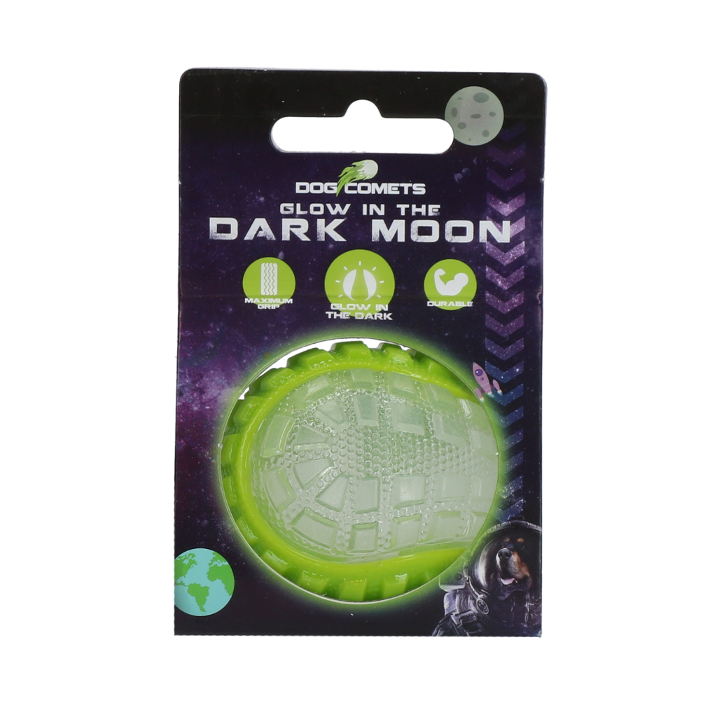 Dog Comets Glow in the Dark Moon Ball Hundespielzeug S Grün