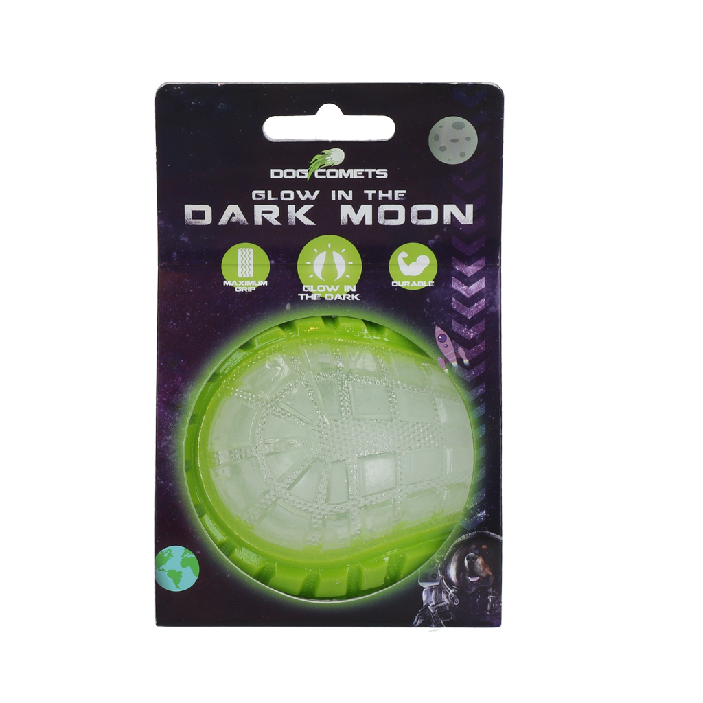 Dog Comets Glow in the Dark Moon Ball Hundespielzeug M Grün