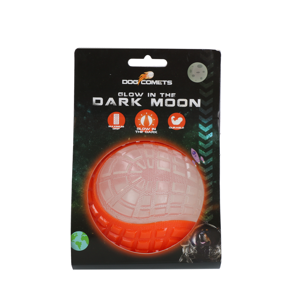 Dog Comets Glow in the Dark Moon Bal hondenspeelgoed L Oranje