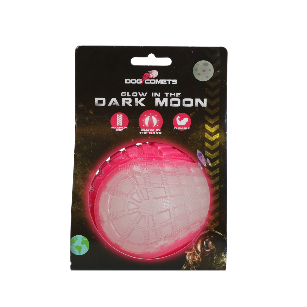Dog Comets Glow in the Dark Moon Ball Hundespielzeug L Rosa