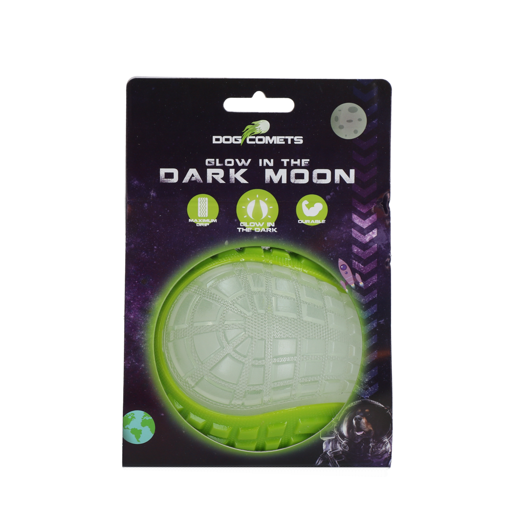 Dog Comets Glow in the Dark Moon Bal hondenspeelgoed L Groen