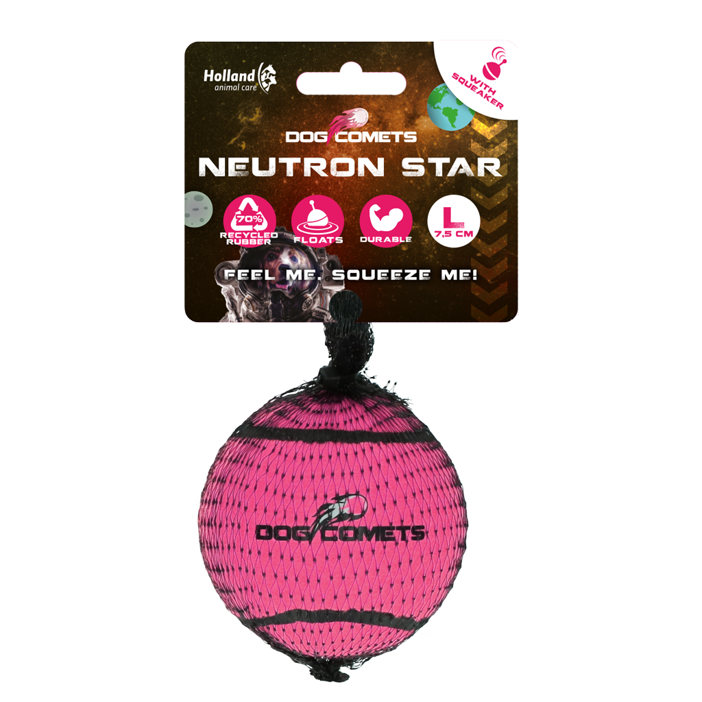 Dog Comets Neutron Star tennisbal met pieper L Roze