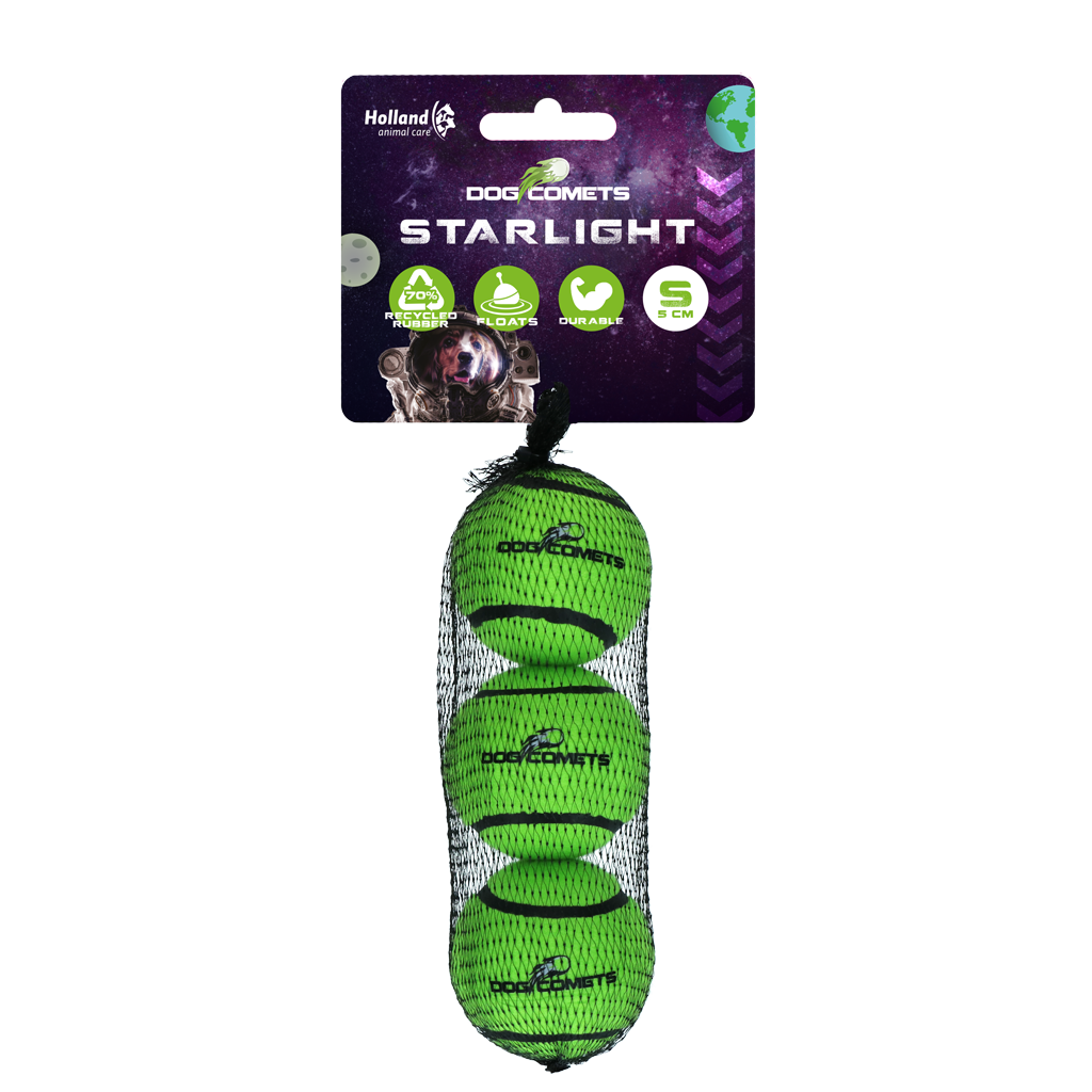 Dog Comets Starlight balle de tennis S vert (lot de 3)