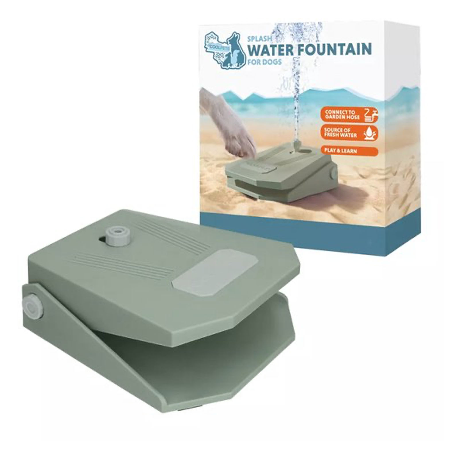 Coolpets Splash Water Fountain Trinkbrunnen olivgrün