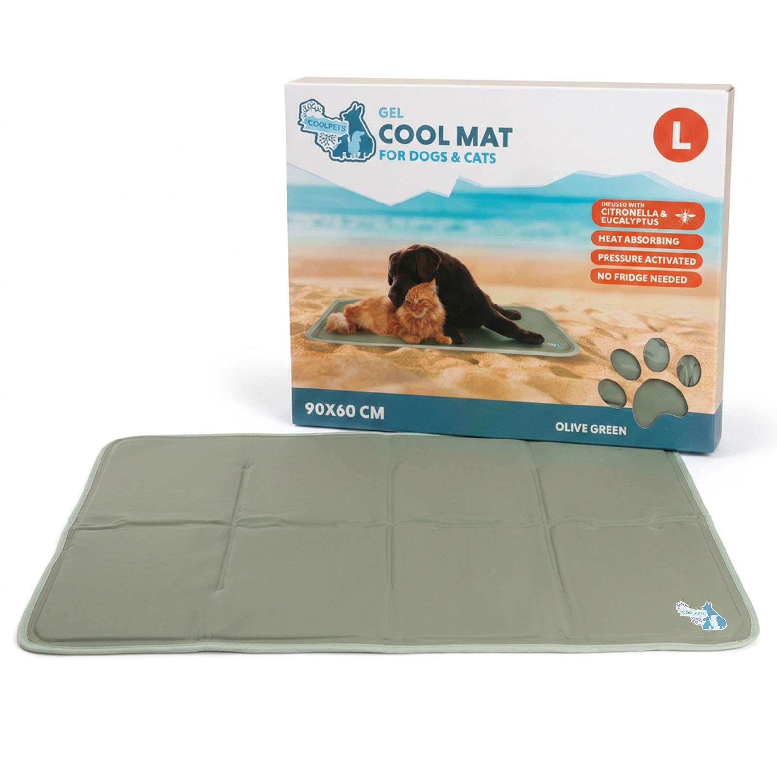 Coolpets Gel Cooling Mat Kühlmatte Olivgrün L
